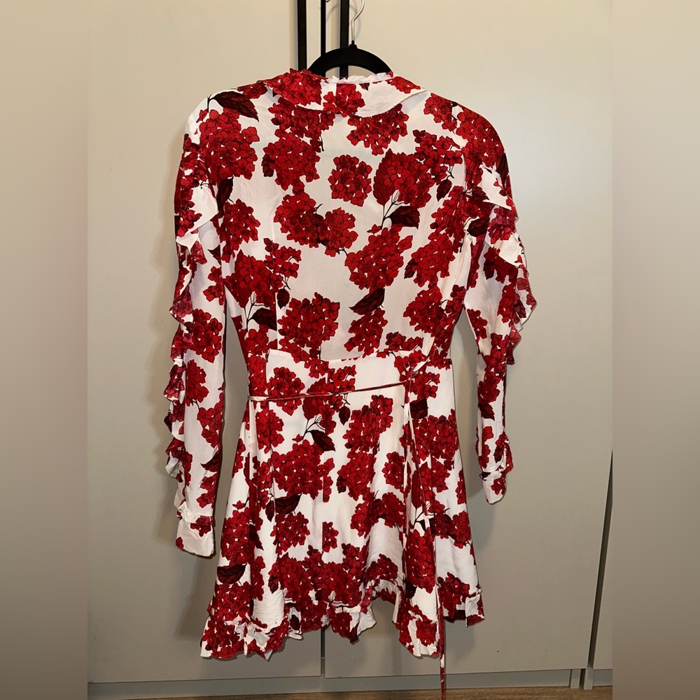 The Kooples Hortensia Print Silk Ruffled Silk Wrap Dress Size 1 - Picture 9 of 10